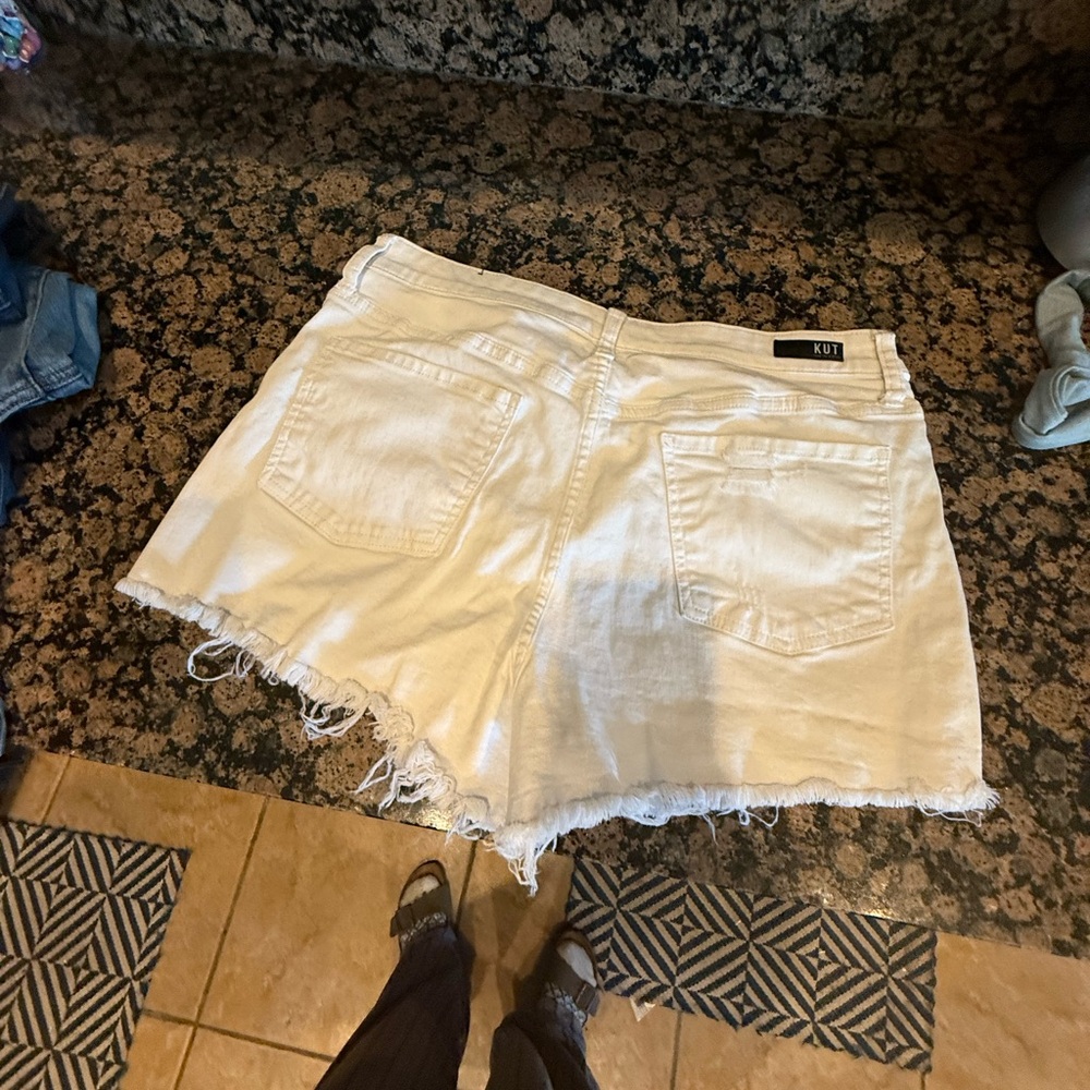 Kut from the Kloth White Denim Shorts